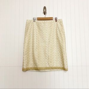 Banana Republic Gold Brocade Pencil Skirt